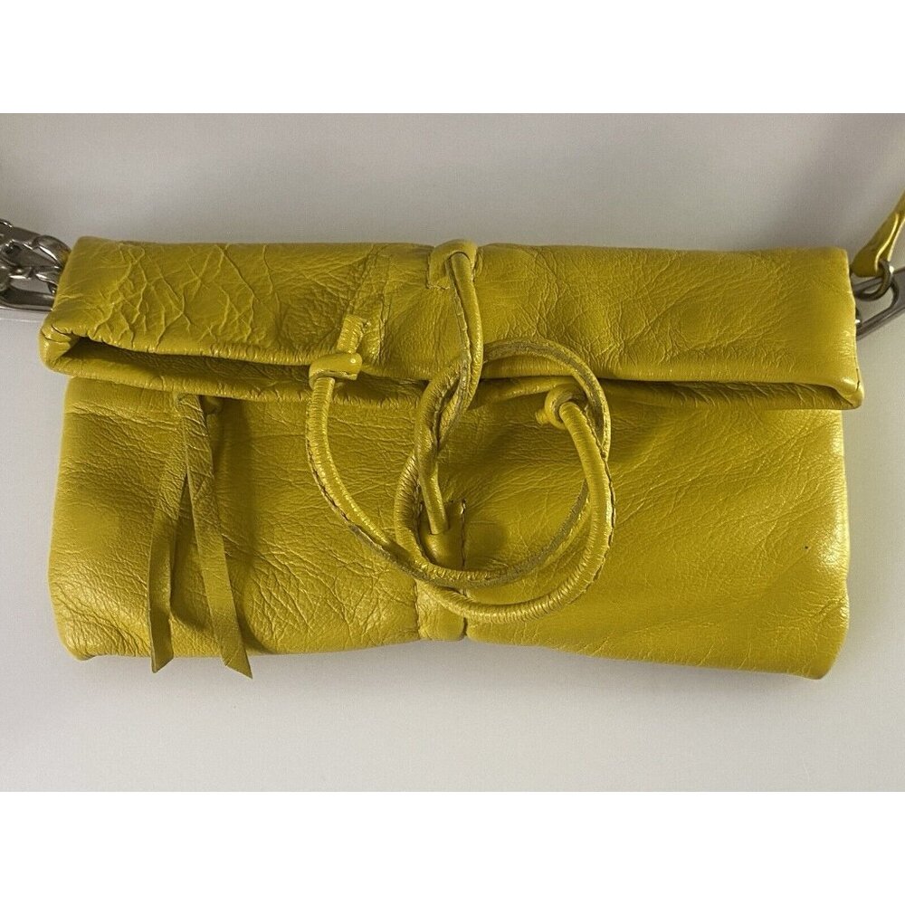 Arezzo Yellow Leather Small Crossbody Shoulder Bag Clutch Adj Long Strap 7.5x6" - Picture 2 of 16